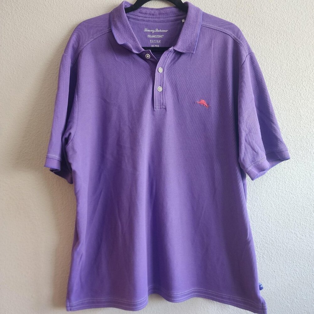 Tommy Bahama Polo Shirt Mens XL Purple IslandZone Supima Cotton Performance Golf